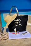 Large Black Beach Bag with Zipper CA2501-1