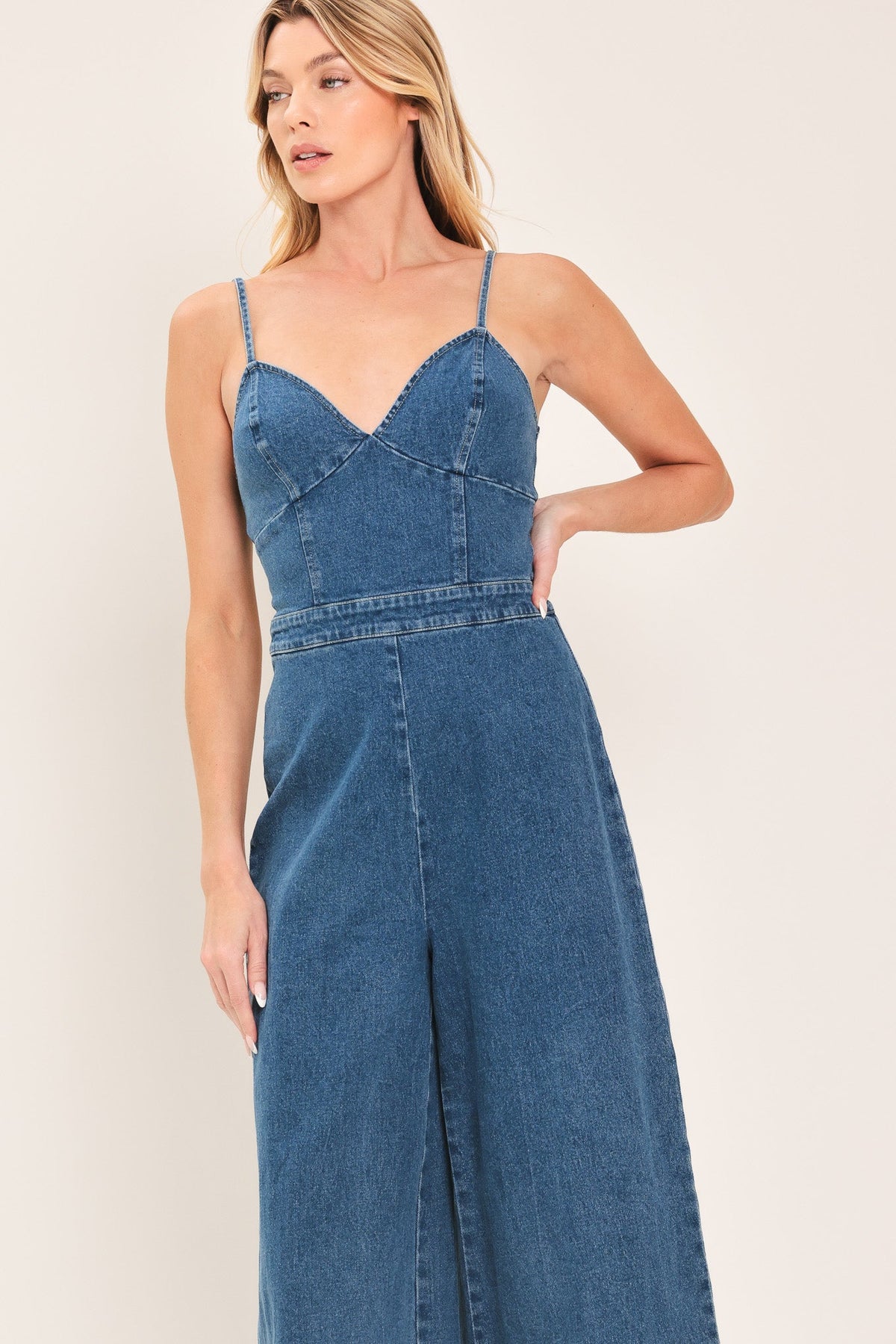 JUST A FEELING DENIM JUMPSUIT