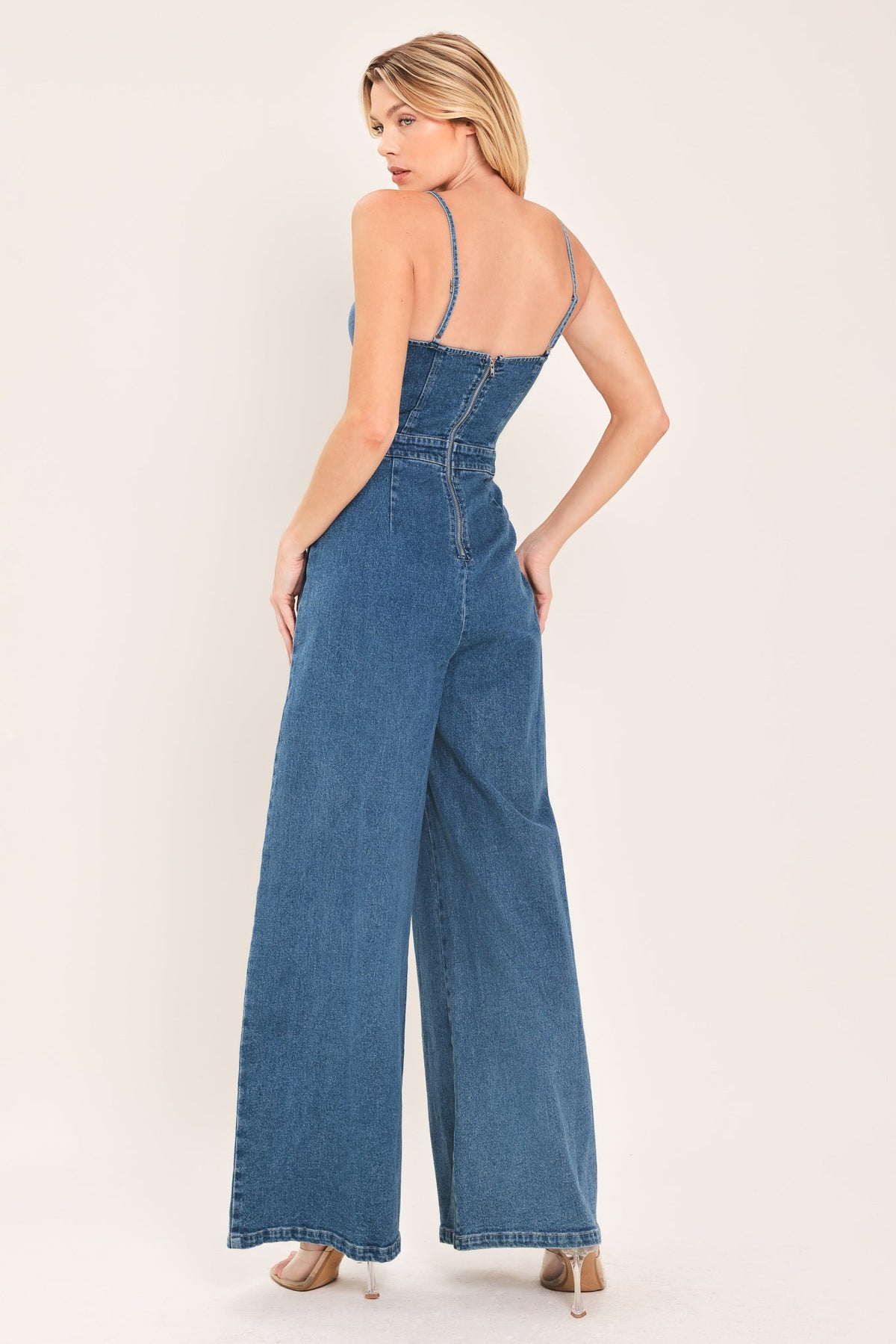 JUST A FEELING DENIM JUMPSUIT