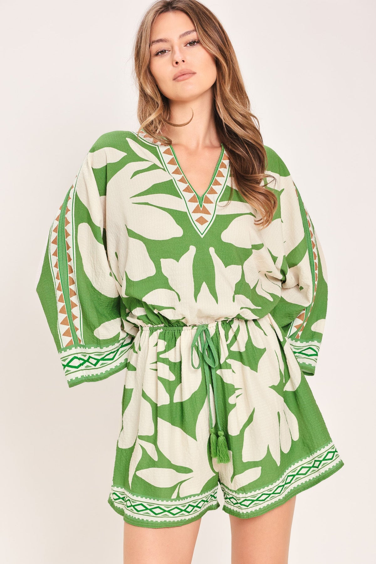 VACATION MODE WOVEN ROMPER