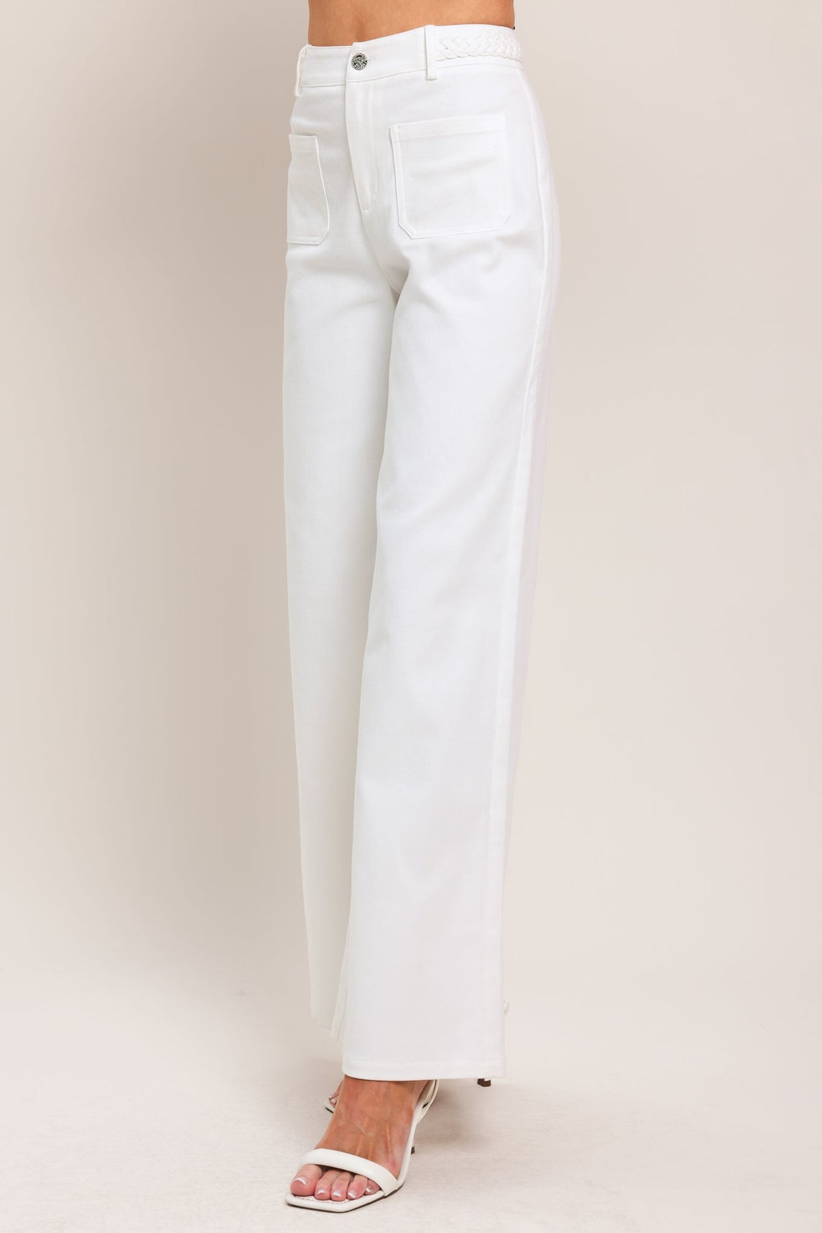 WHITE EASE WOVEN WIDE PANTS