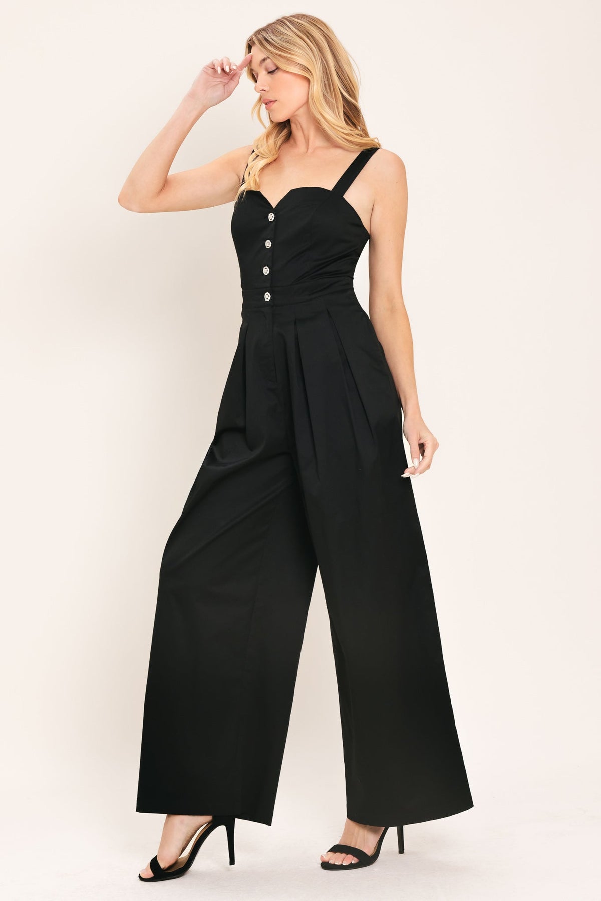 BLACK TIE ROMANCE WOVEN JUMPSUIT