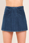 INDIGO RUCHING DENIM SKORT
