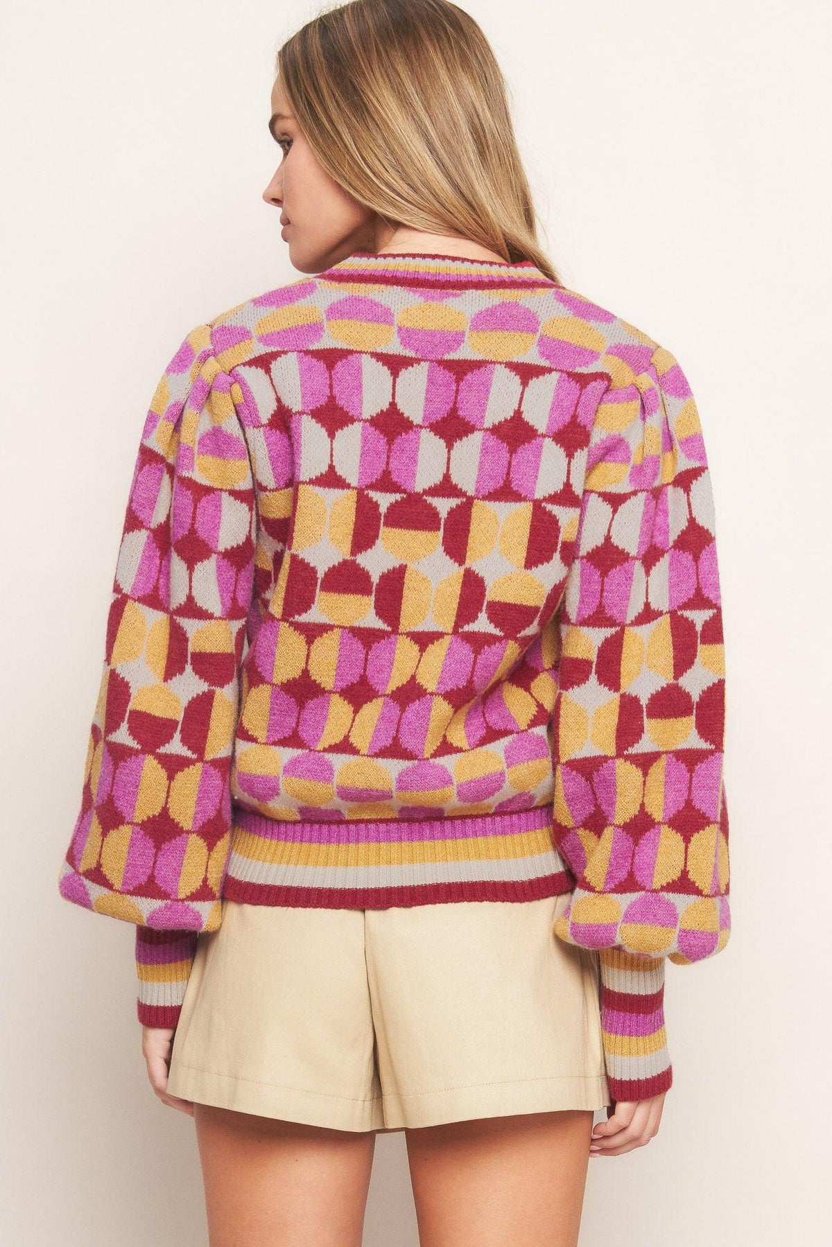 CHEER YOU ON JACQUARD SWEATER TOP
