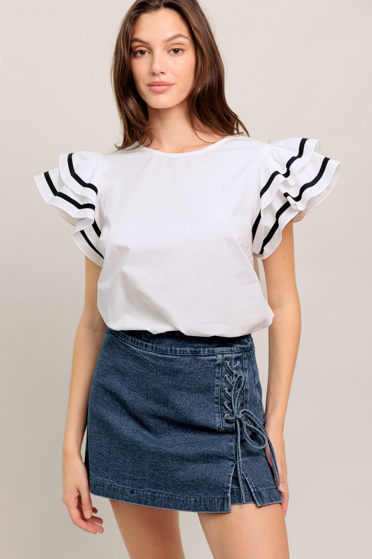 NICE AS CAN BE WOVEN TOP