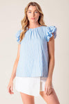 SWEET HARMONY BLUE WOVEN TOP