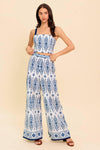 MODERN APPROACH NAVY WOVEN TOP AND PANT SET