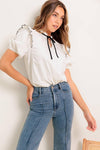 FRENCH WHISPER IVORY WOVEN TOP