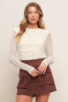 MODERN FUNCTION STRETCH KNIT LACE TOP