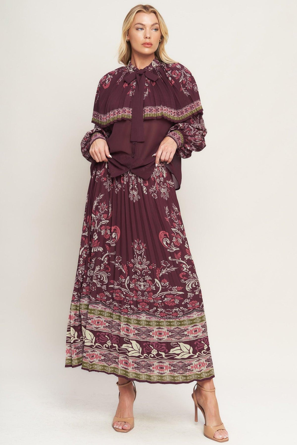 AZTEC CHERRY WOVEN TOP
