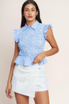 EFFORTLESSLY SWEET STRIPED WOVEN TOP