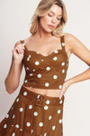 BROWN SUGAR DOT WOVEN BUSTIER TOP
