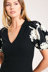 BLACK BLOOM KNIT TOP