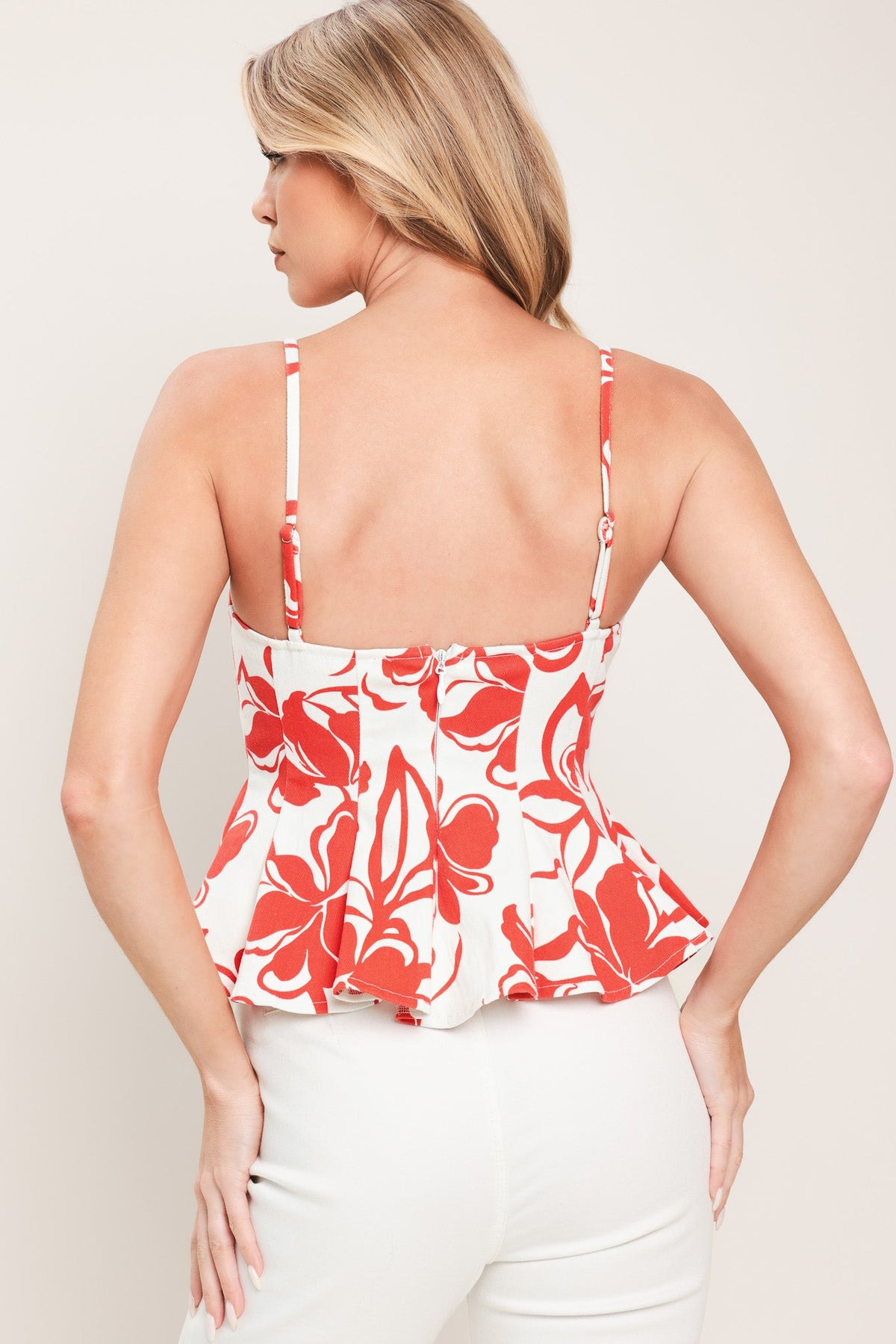 SCARLET BLOOM WOVEN TOP