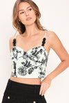 VINTAGE BOTANICAL WOVEN CROP BUSTIER TOP