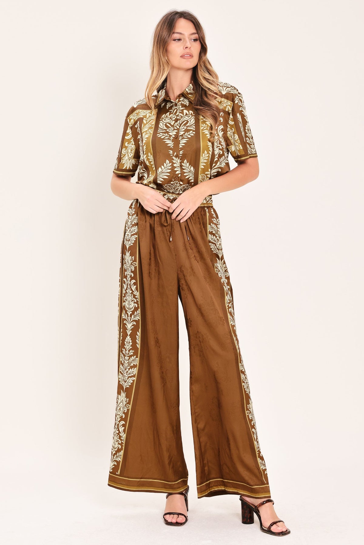 VINTAGE MANOR PALAZZO WOVEN TOP