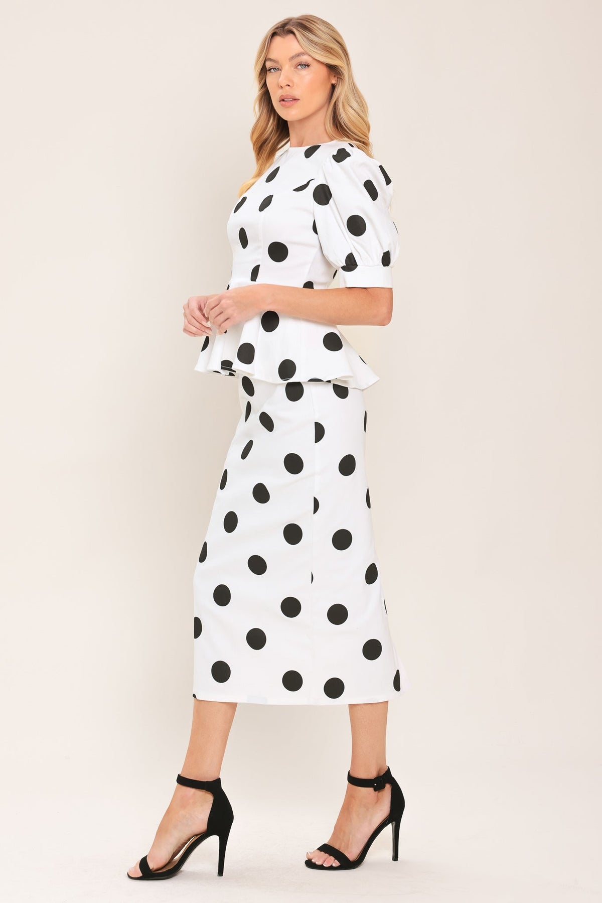 RETRO POLKA DOT WOVEN TOP