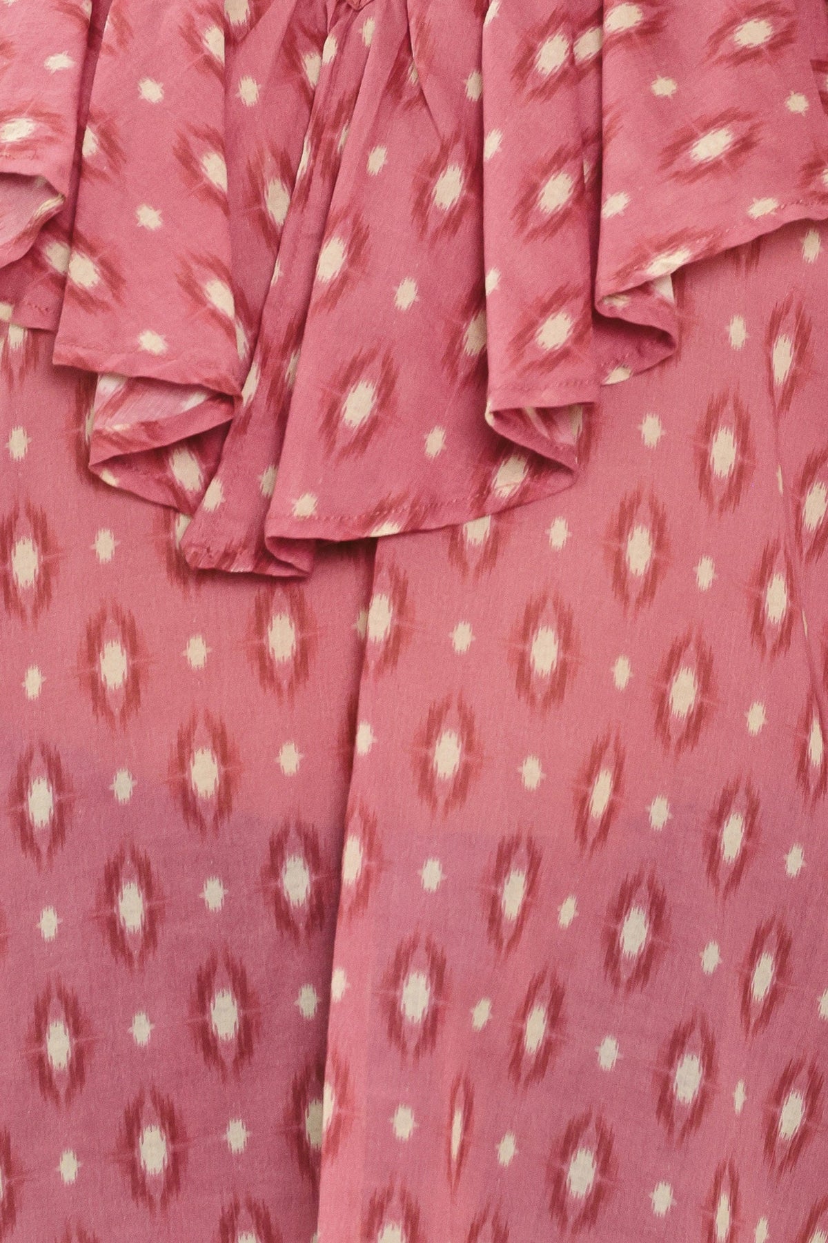 ROSE IKAT RUFFLE WOVEN TOP