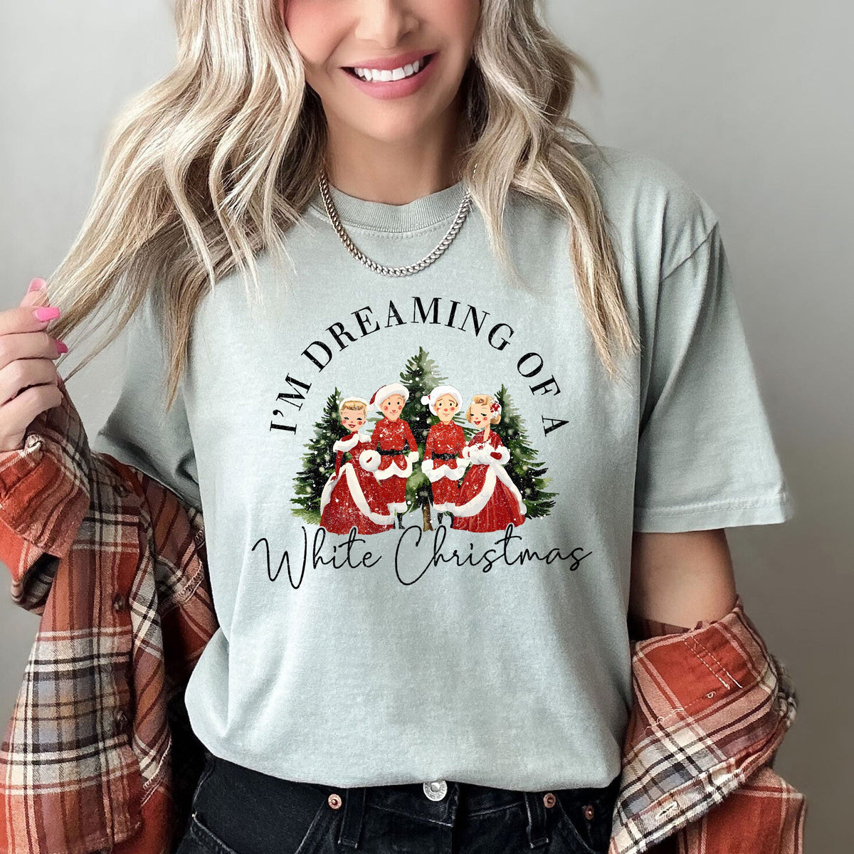 I'm Dreaming Of A White Christmas Retro Movie Classic Nostalgic Holiday Theme Comfort Colors Tee