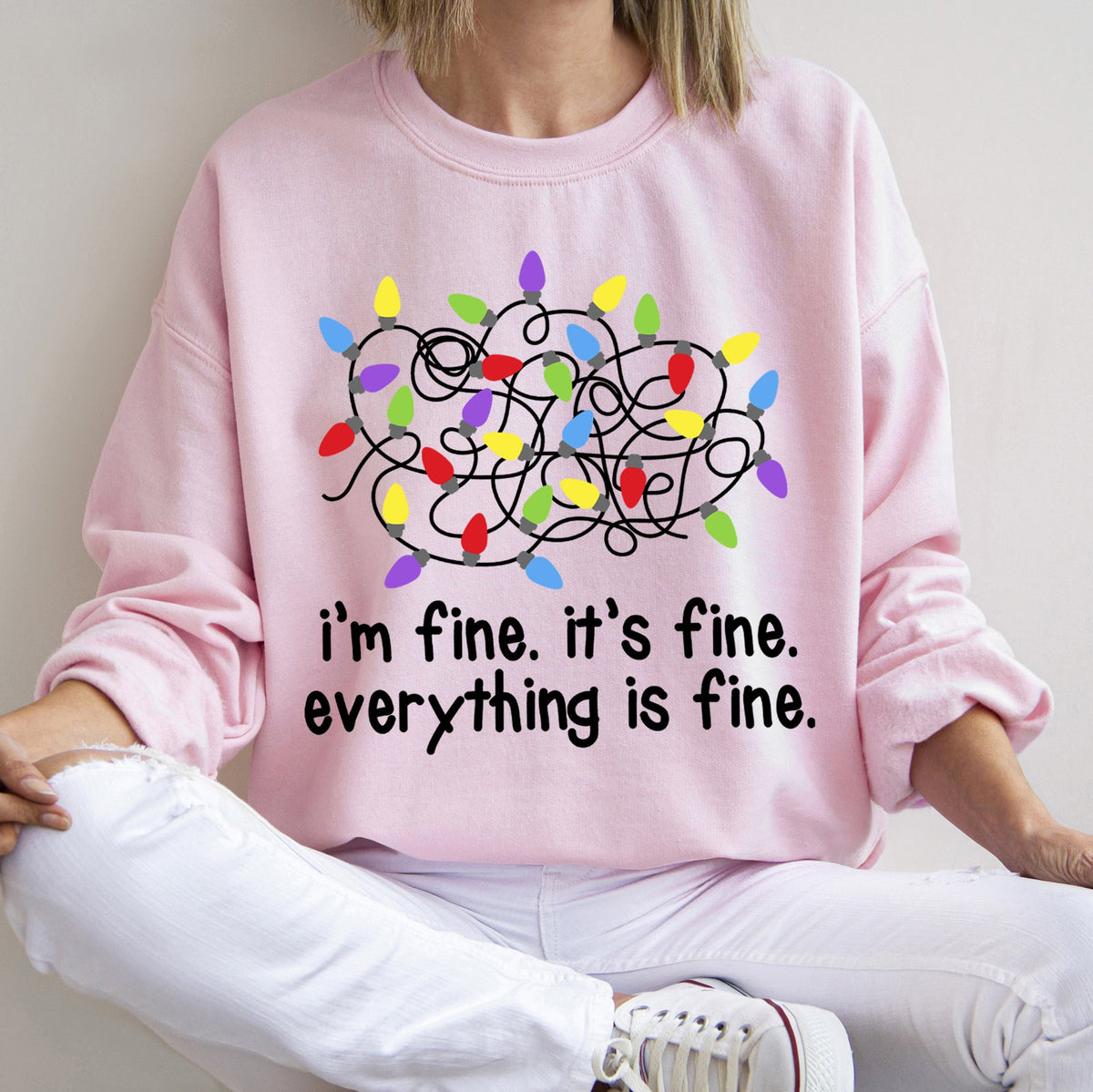 I'm Fine, It's Fine, Everything Is Fine Christmas Cozy Quote Edition Premium Sweatshirt