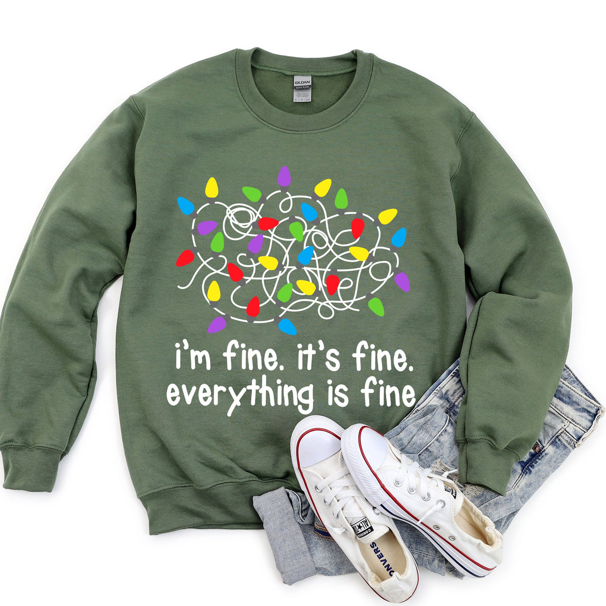 I'm Fine, It's Fine, Everything Is Fine Christmas Sweatshirt With Festive Quote And Cozy Comfort
