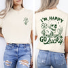 I'm Happy Go Lucky Skeleton St Patrick's Day Shamrock Clover Leprechaun Comfort Colors Tee