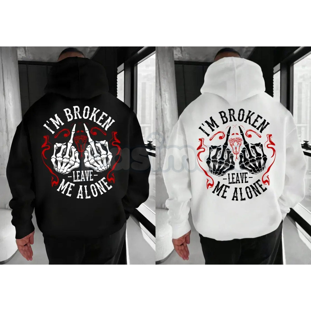 "I’m Broken Leave Me Alone" Hoodie – Aesthetic Emo Streetwear, Moody Grunge Statement Pullover, Unisex