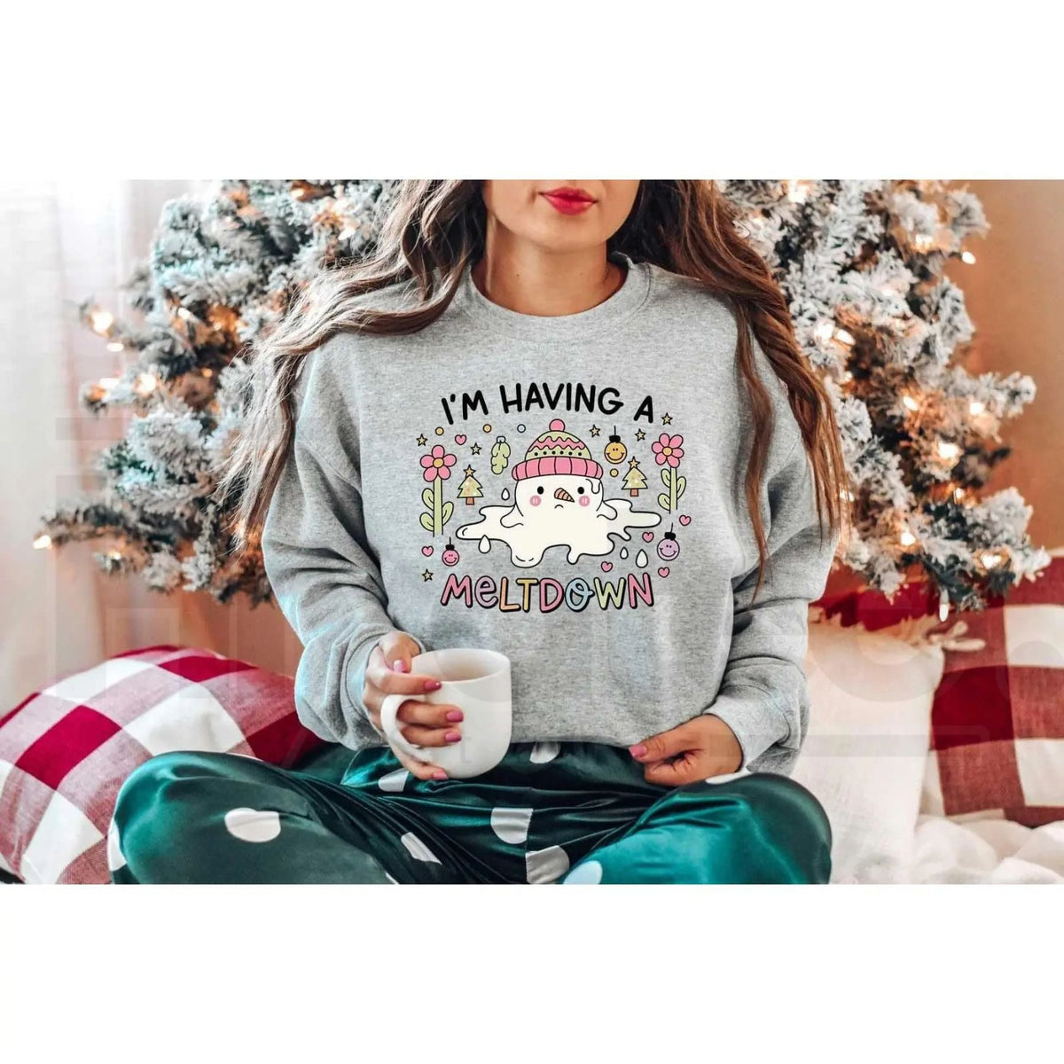 I'm Having A Meltdown Sweatshirt: Funny Snowman Winter Mental Health Sweater