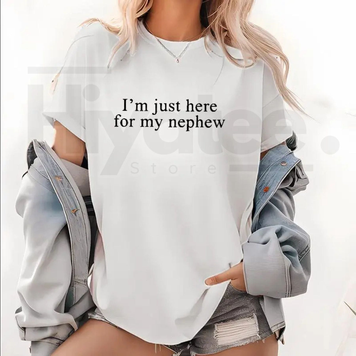 "I'm Just Here For My Nephew" T-Shirt – Cute Future Auntie & Titi Graphic Tee