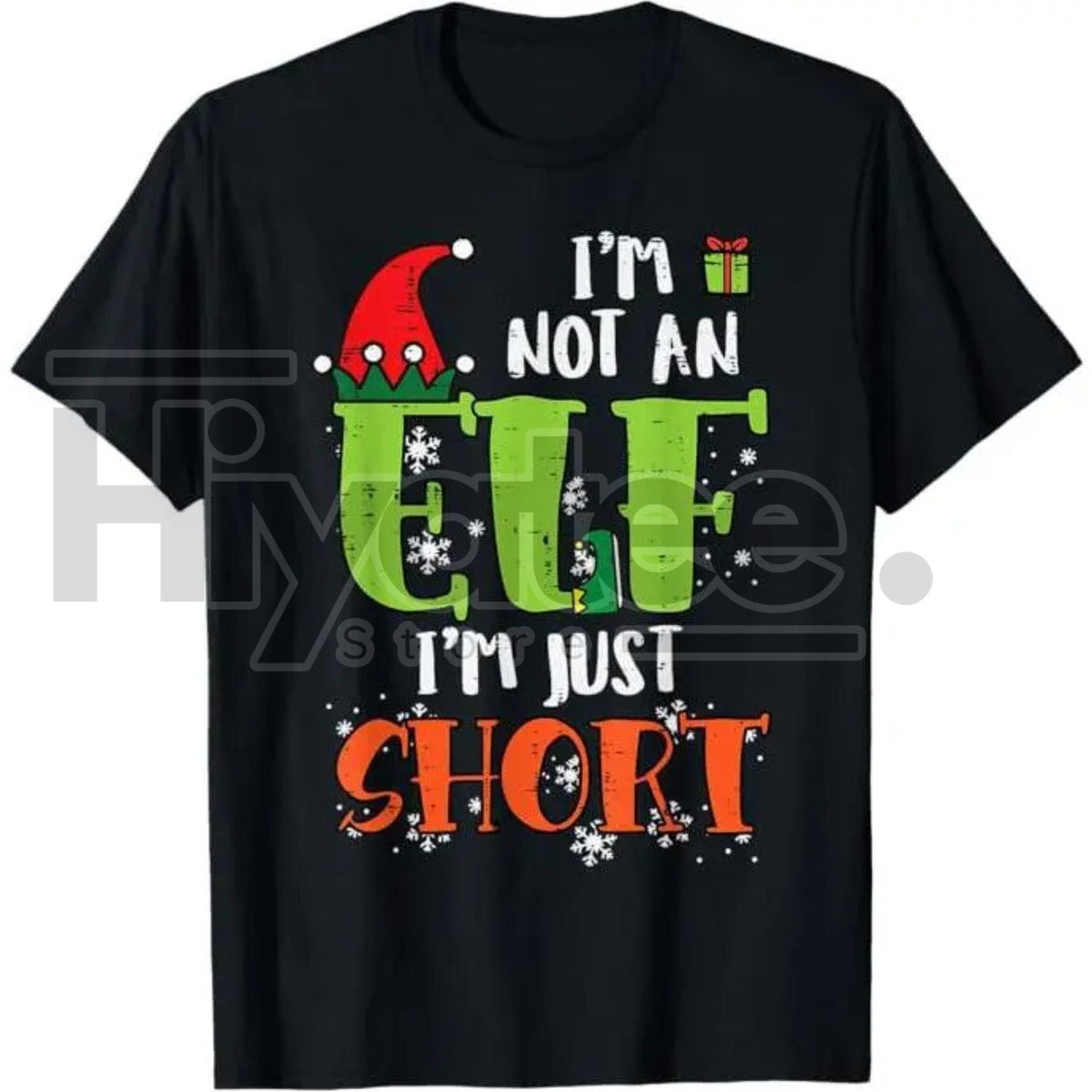 "I'm Not An Elf Just Short" Funny Christmas T-Shirt – Xmas Men Women Kids Tee