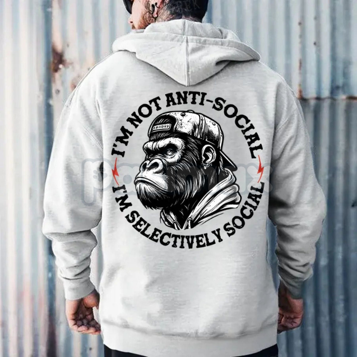 "I’m Not Anti-Social I’m Selectively Social" Printed Men's Hoodie – Introvert Statement Pullover, Funny Slogan Apparel, Unisex