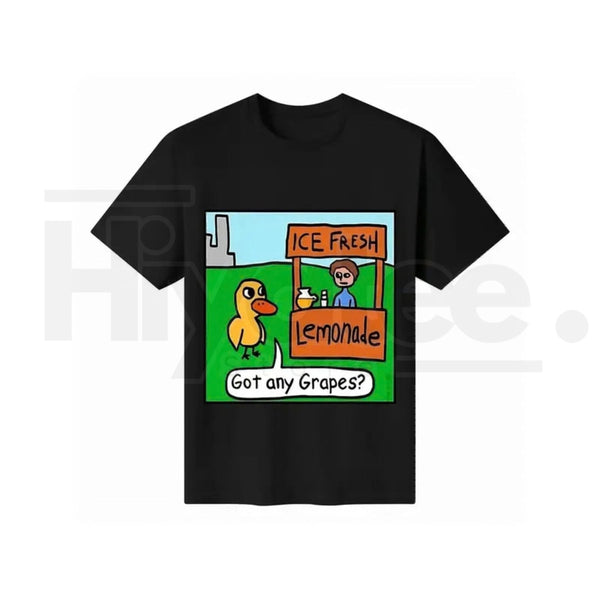 "Ice Fresh Lemonade & Grapes" Duck T-Shirt – Humorous Retro Bird Graphic Tee
