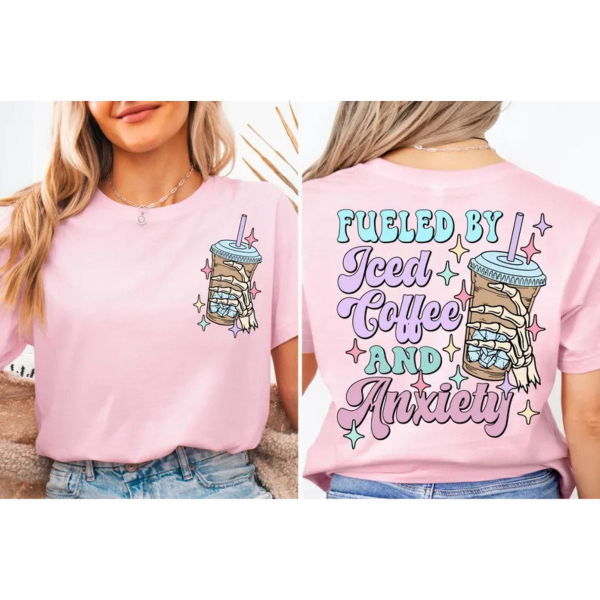 "Iced Coffee" Self-Care T-Shirt - Comfortable Tee for Mental Health, Everyday Graphic Apparel