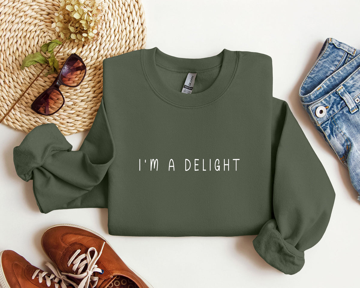 I'm A Delight Minimal Sarcastic College Humor Quote Modern Premium Graphic Sweatshirt