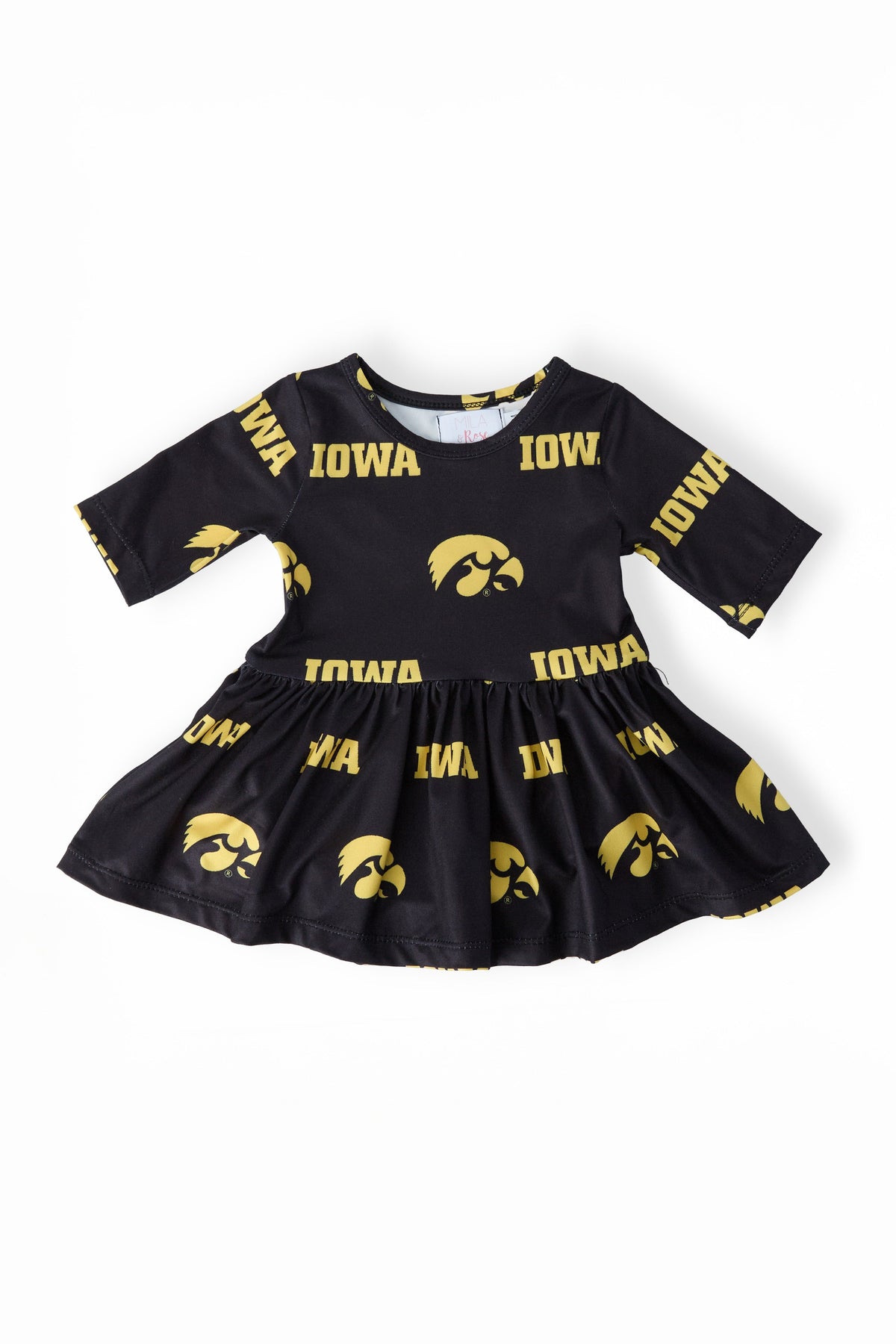 Iowa Black Tigerhawk 3/4 Sleeve Twirl Bodysuit