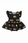 Iowa Black Tigerhawk S/S Flutter Twirl Bodysuit