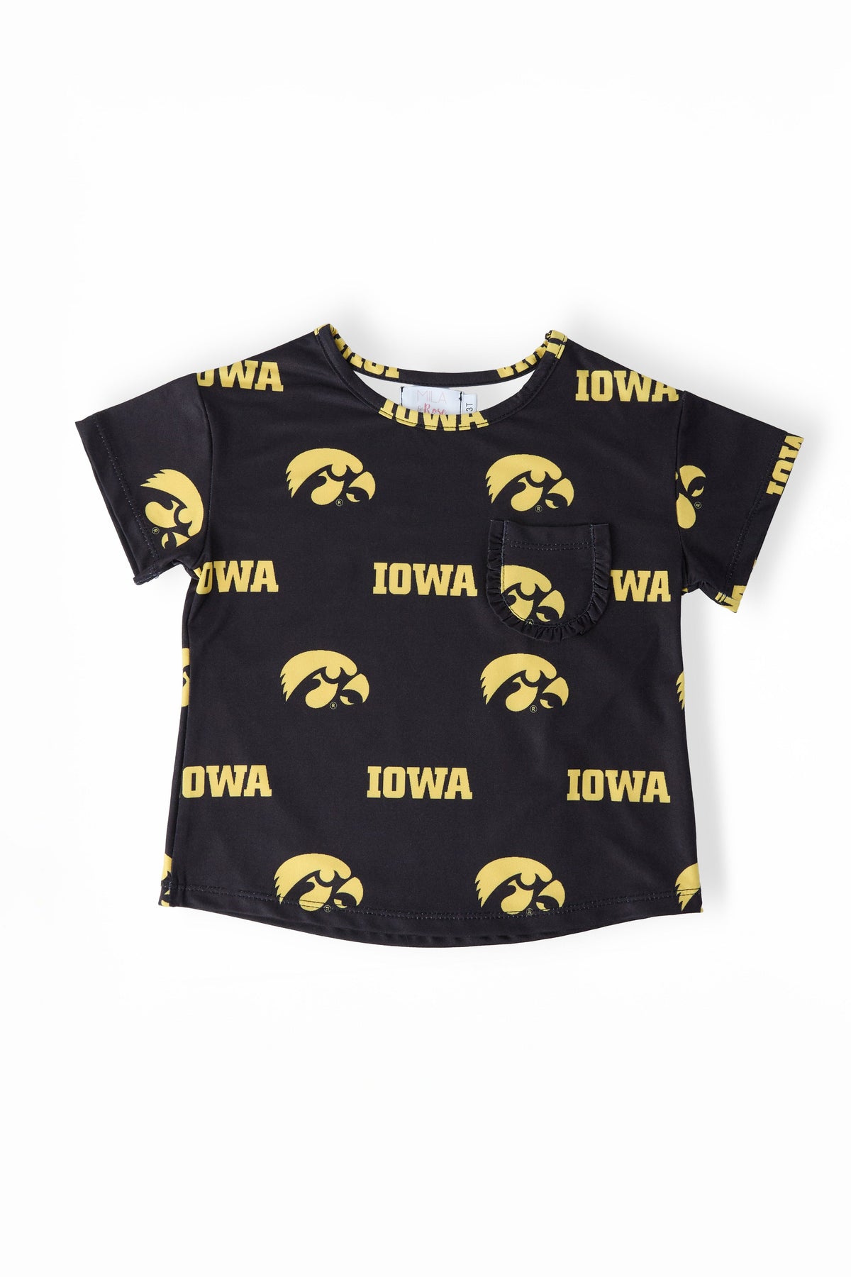 Iowa Black Tigerhawk Ruffle Pocket Tee