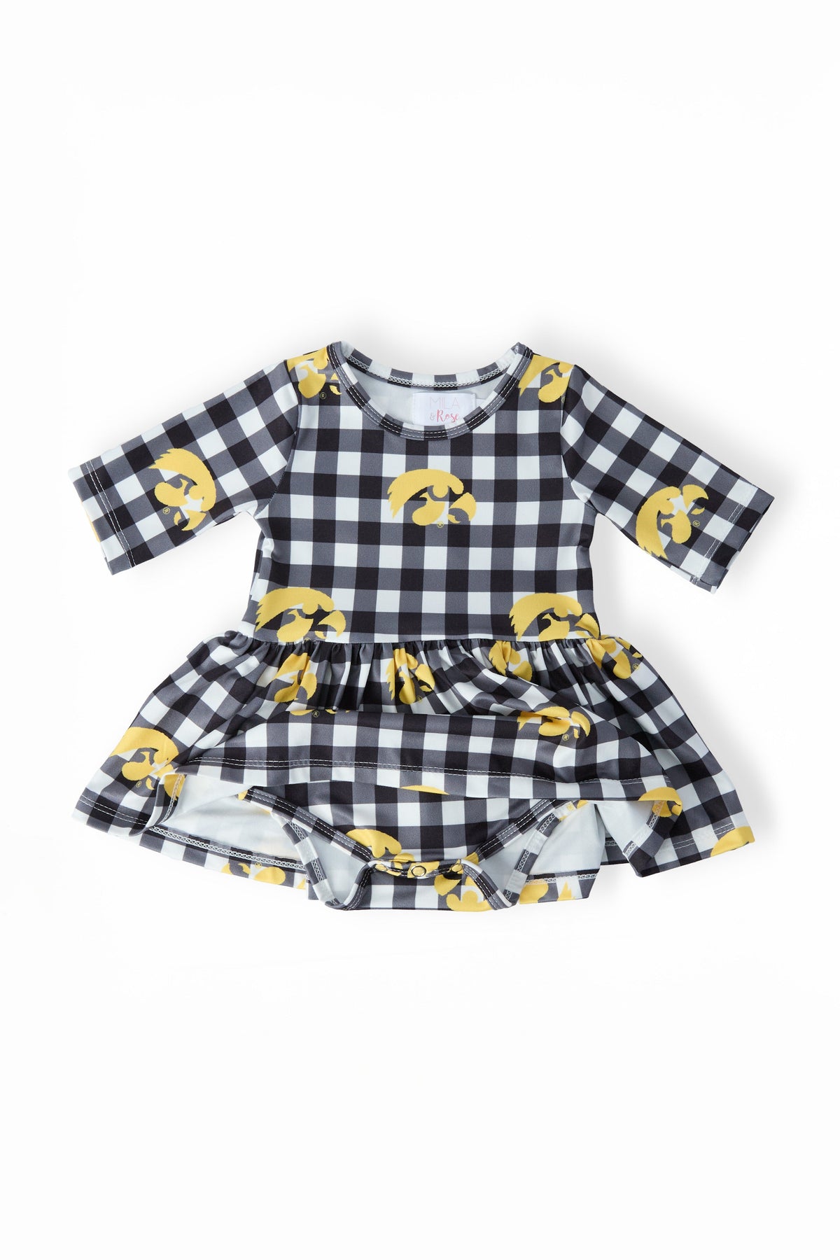 Iowa Plaid Tigerhawk 3/4 Sleeve Twirl Bodysuit