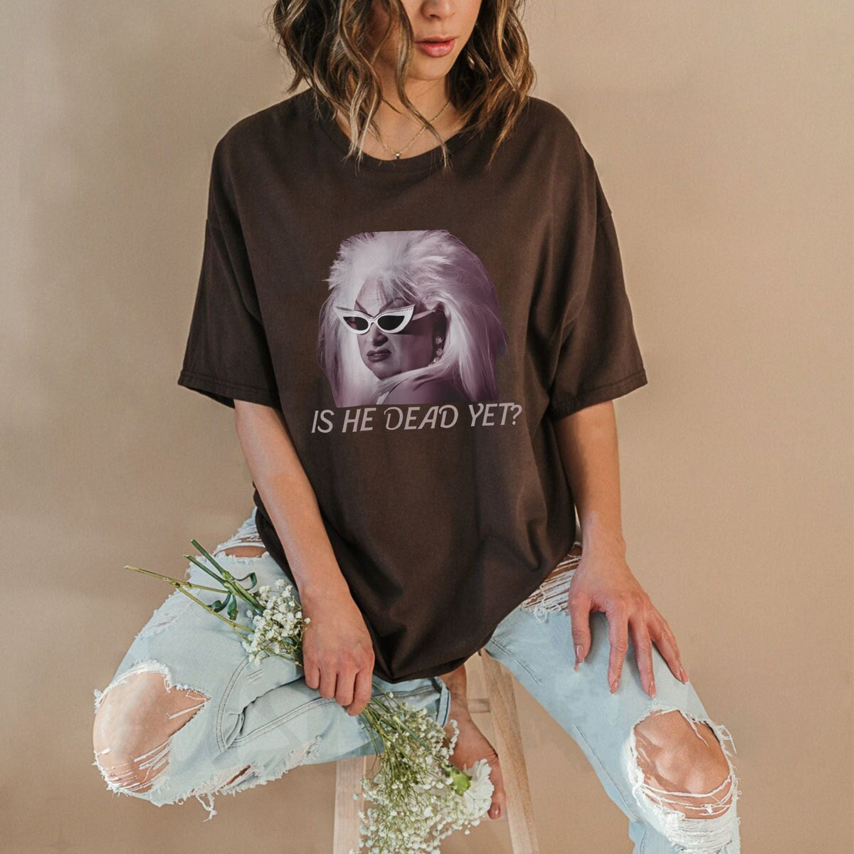 "Is He Dead?" Vintage T-Shirt - Funny Morbid Humor Tee, Women's Casual Streetwear Top