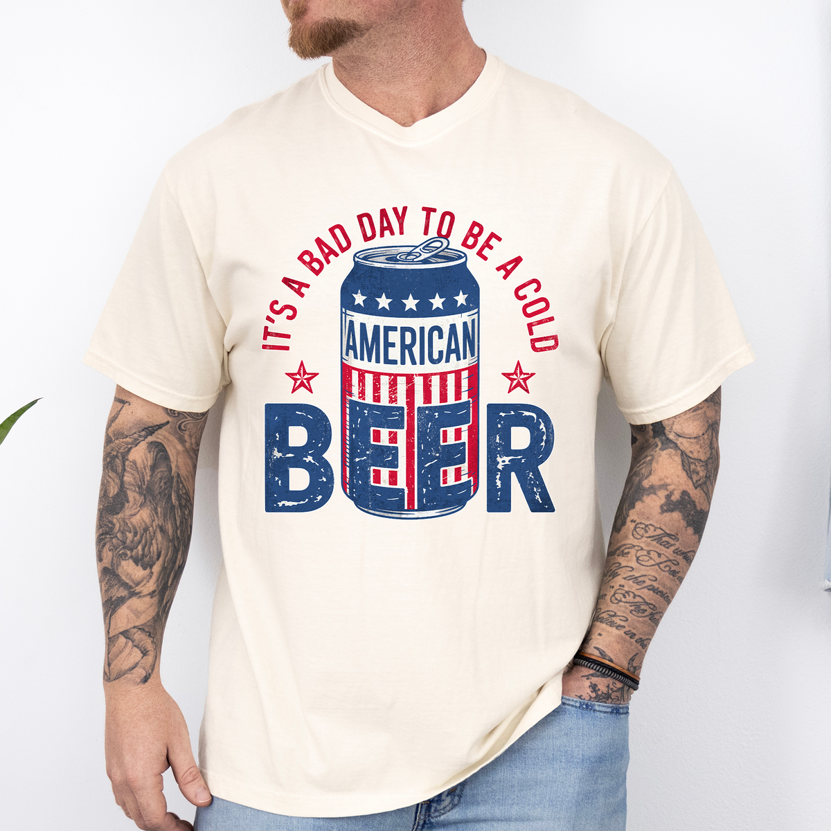 It's A Bad Day To Be A Cold Beer Flag Patriotic Edition Graphic Comfort Colors Tee