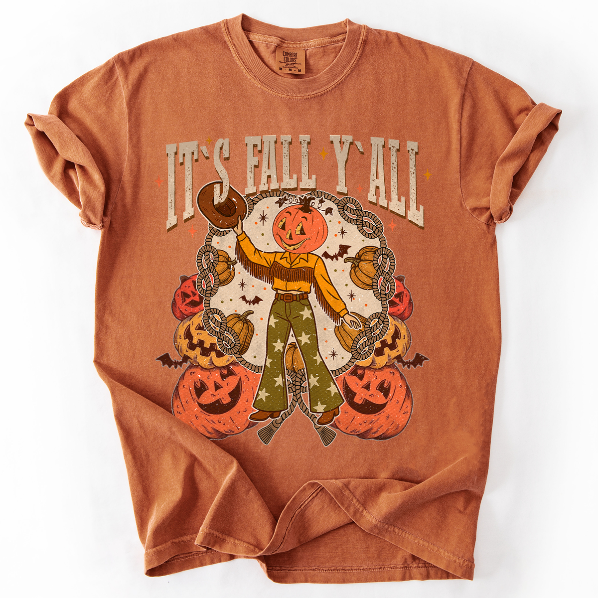 It's Fall Y'all Watercolor Flowers and Jack-O'-Lanterns Halloween Autumn Edition Comfort Colors Tee