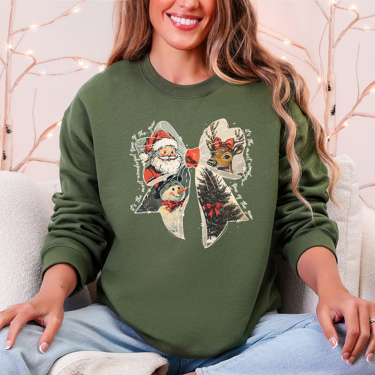 It's The Most Wonderful Time Of The Year Santa Snowman Reindeer Christmas Sweatshirt