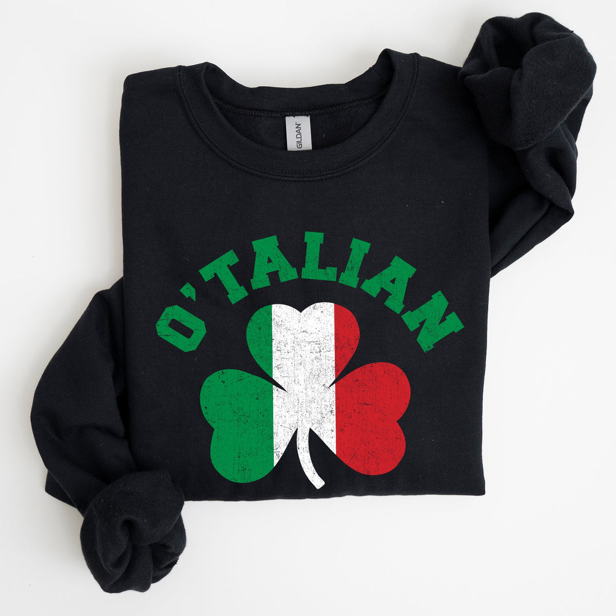 Italian Shamrock Flag St Patrick's Day Pride Edition Graphic Design Premium Sweatshirt