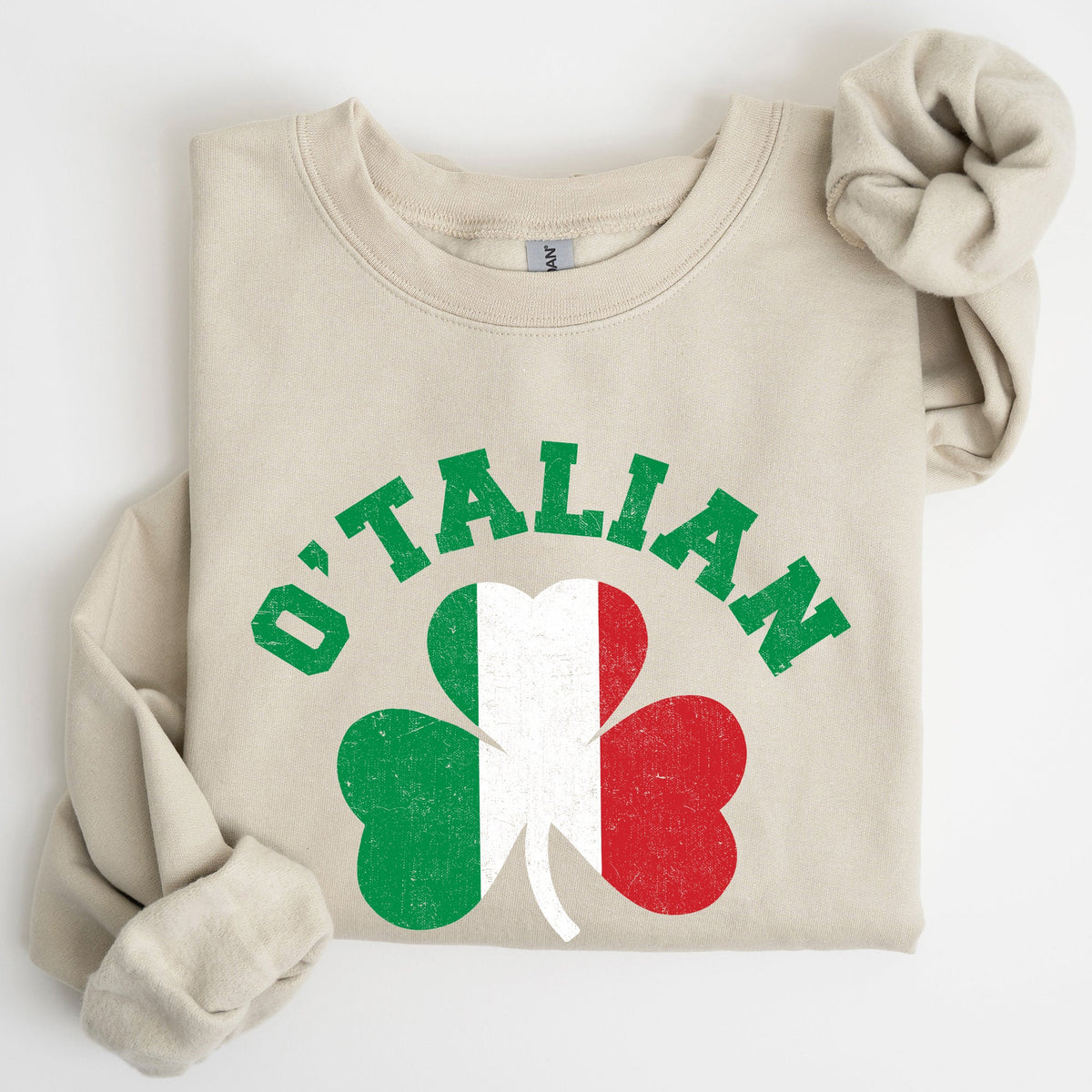 Italian Shamrock Flag St Patrick's Day Pride Edition Graphic Design Premium Sweatshirt