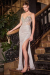 Ladivine J4305 Dress Fit & Flare Glitter Beaded Corset Prom Gown