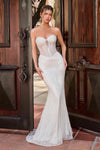 Ladivine J871W Long Sultry Fitted Strapless Embellished Bridal Gown