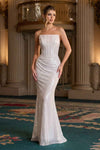 Ladivine J904 Strapless Sequin Fitted Gown Formal Evening Dress