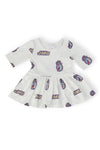 JMU White Duke Dog 3/4 Sleeve Twirl Bodysuit