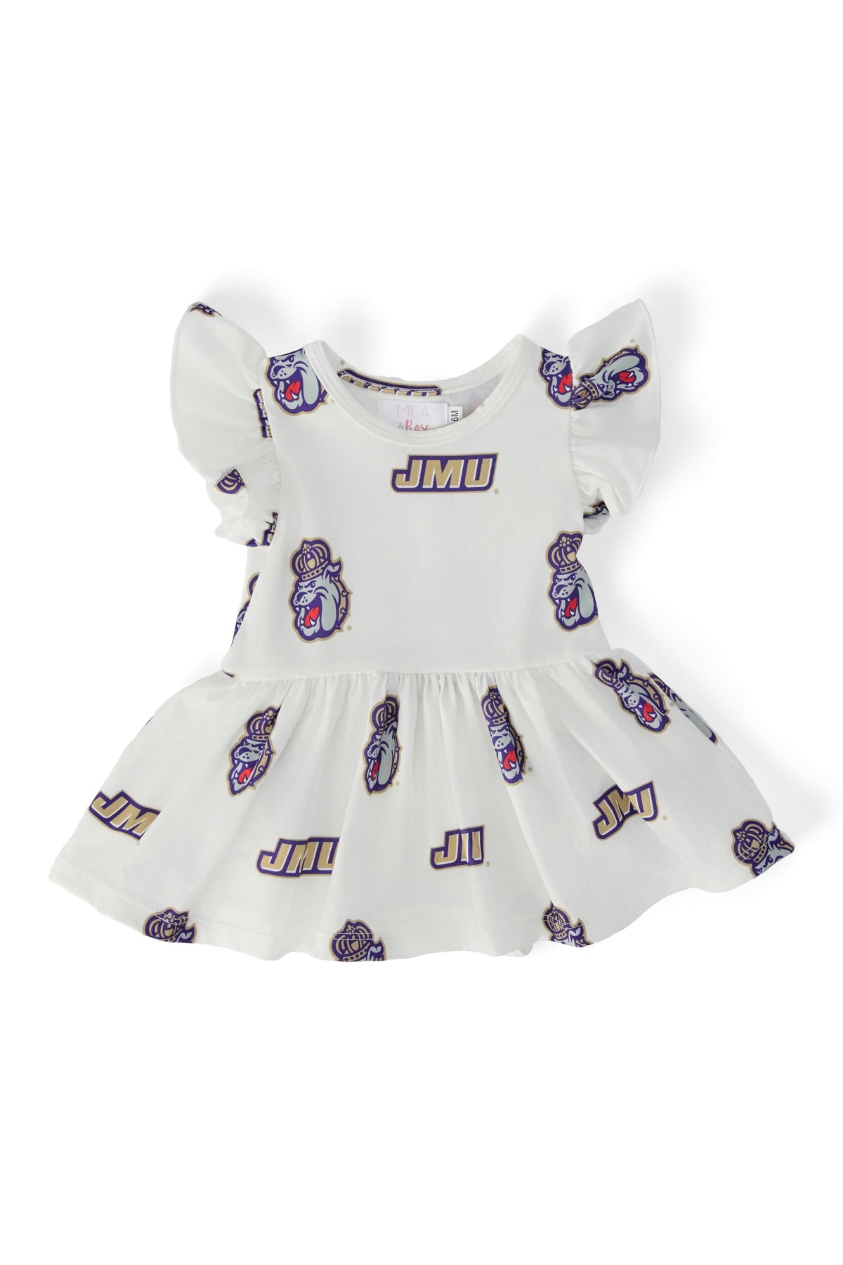 JMU White Duke Dog S/S Flutter Twirl Bodysuit