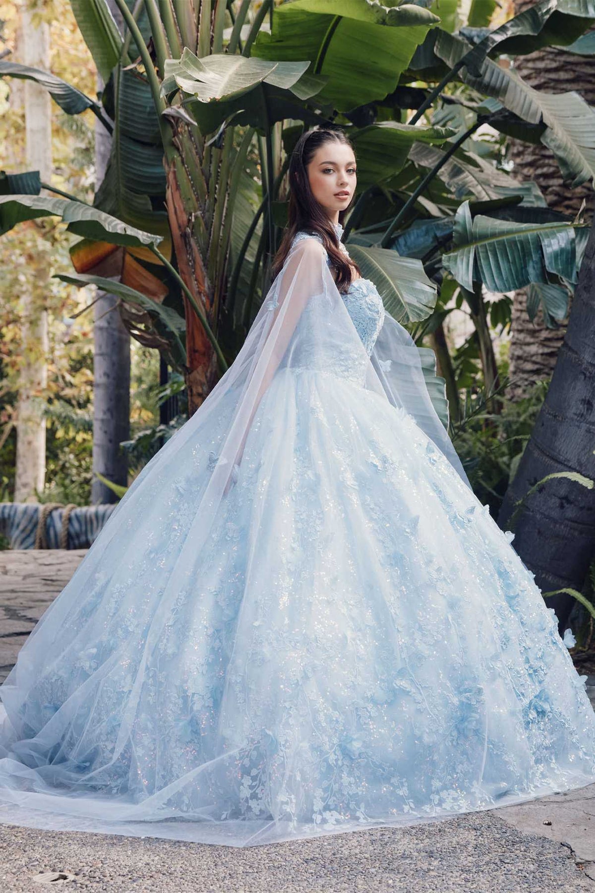 Juliet JT1449J Poofy Strapless Sweetheart Quinceanera Gown Includes Cape